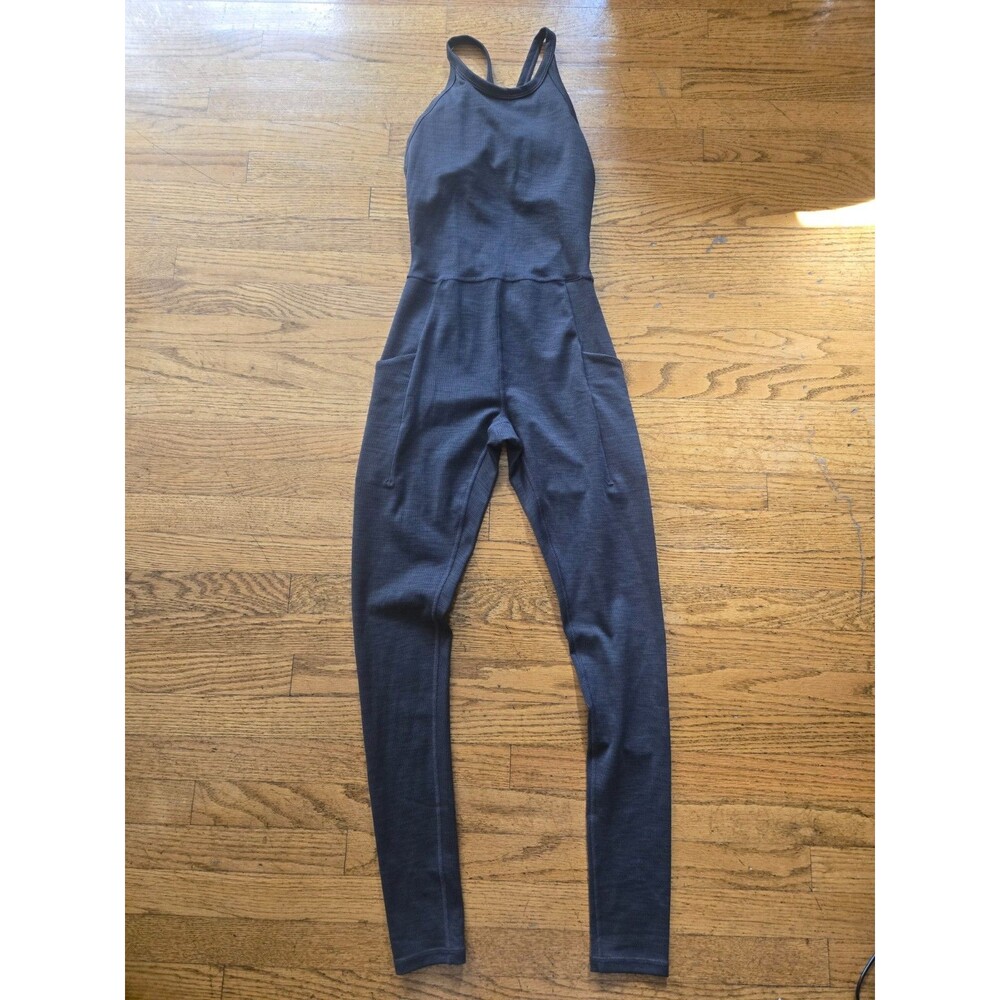 PrAna Heavana Jumpsuit Women's XS Gray Athletic Fit Shelf Bra Pockets